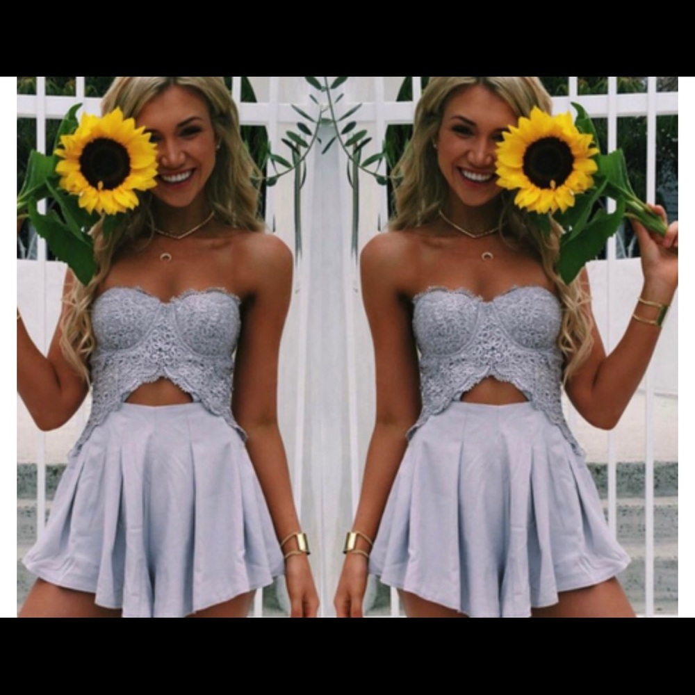 Strapless lavender romper. Runs a little big.