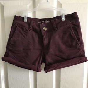 Maroon Twill American Eagle Midi Shorts