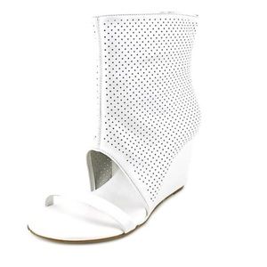 BCBG White Mullen Wedge Sandals