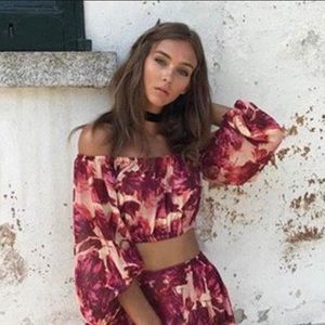 For Love&Lemons Wild rose off-shoulder top