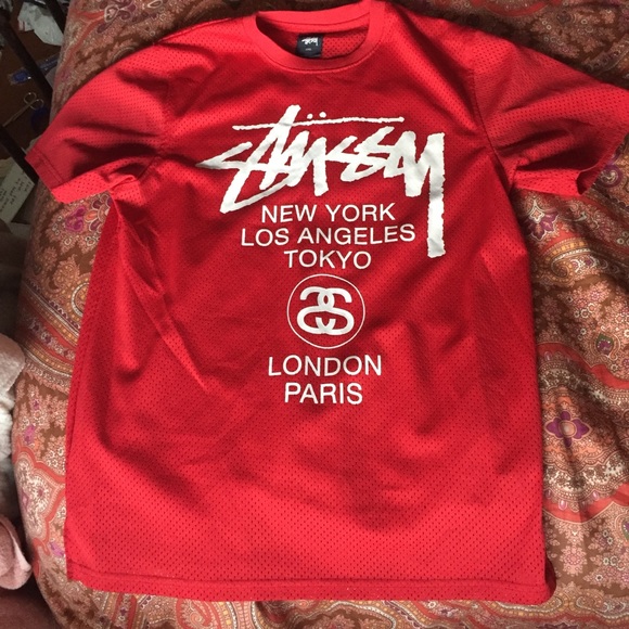 STÜSSY RED MESH LOGO JERSEY - Picture 2 of 7