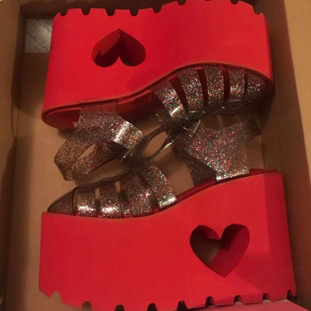 Sparkle Love Platform Jelly Shoes