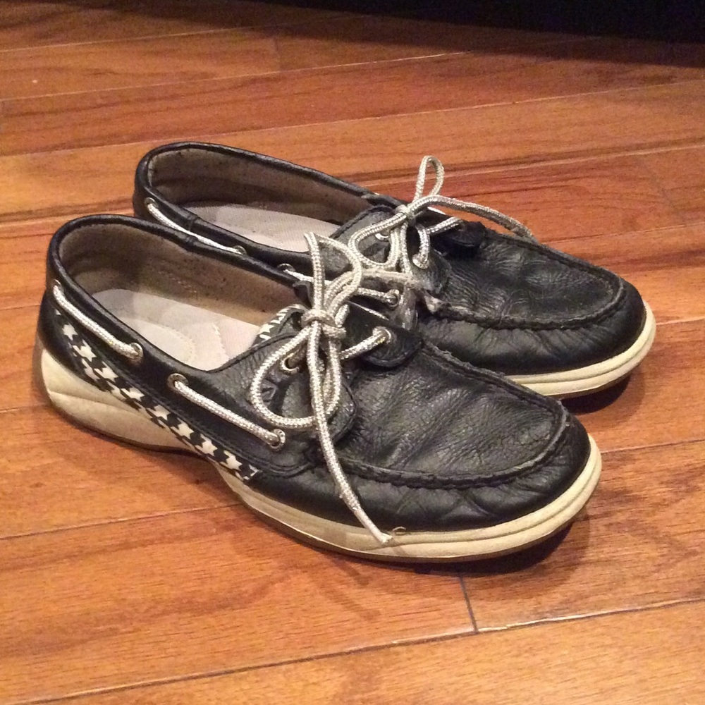 Black and White Houndstooth Accent Leather Sperrys
