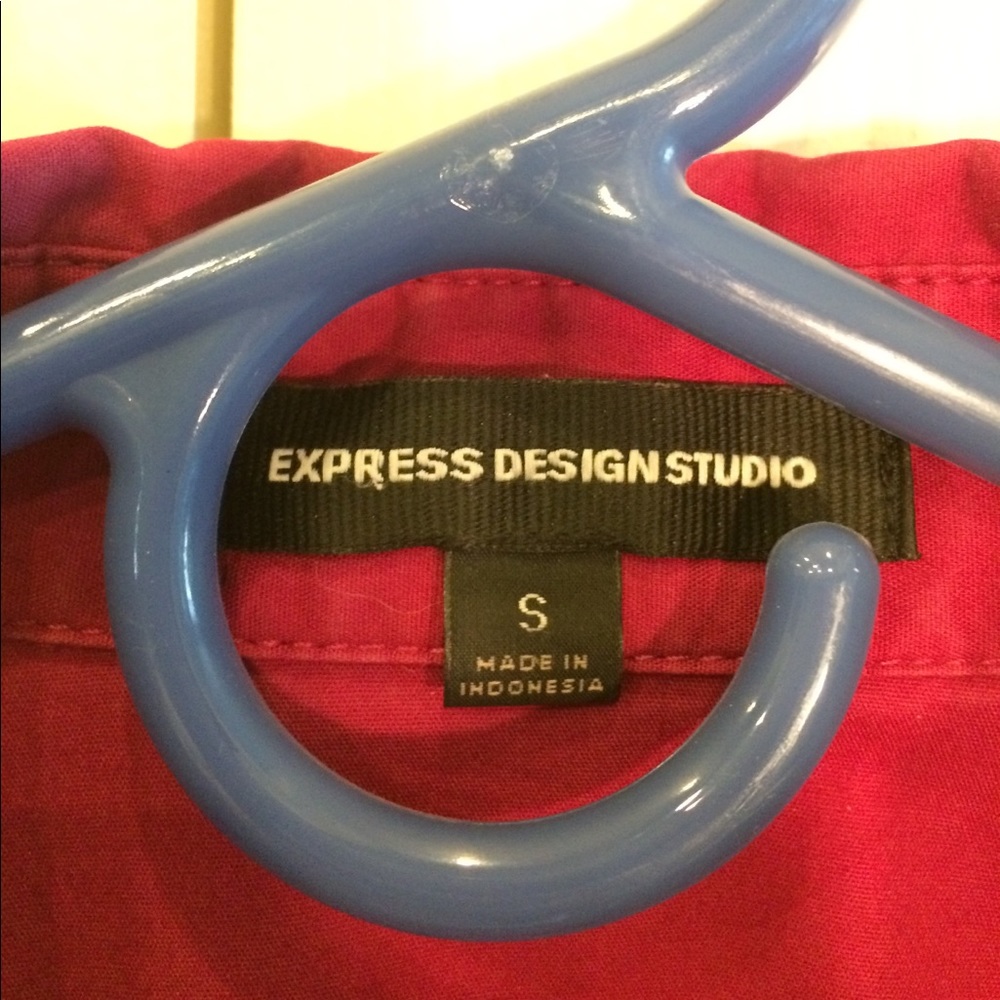 Express Raspberry Button Down Shirt - Picture 2 of 3