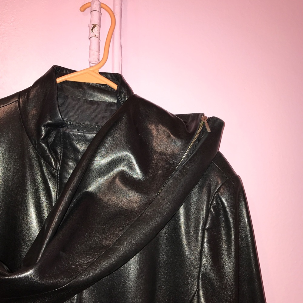 Sylvie Schimmel Black Thigh length Leather Jacket