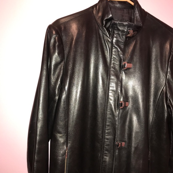 Jackets & Coats Sylvie Schimmel Black Thigh Length Leather Jacket
