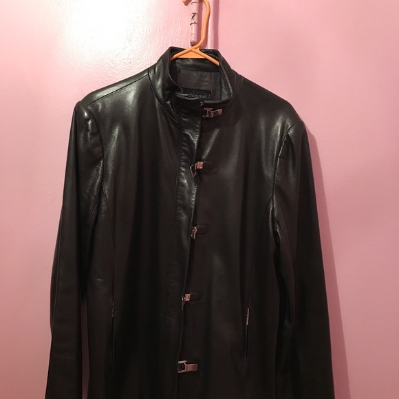 Jackets & Coats Sylvie Schimmel Black Thigh Length Leather Jacket