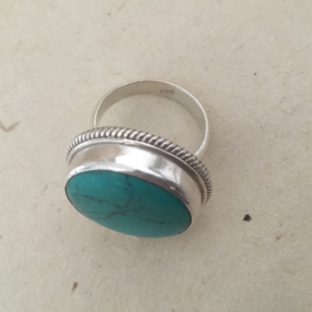 Turquoise sterling silver ring, Nepal ring - Picture 3 of 4