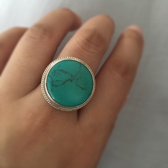 Turquoise sterling silver ring, Nepal ring - Picture 4 of 4