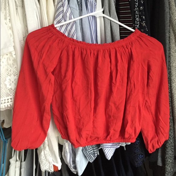 Bnwt Brandy Melville red off the shoulder top - Picture 2 of 3