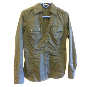 Express army green stretch Button Down