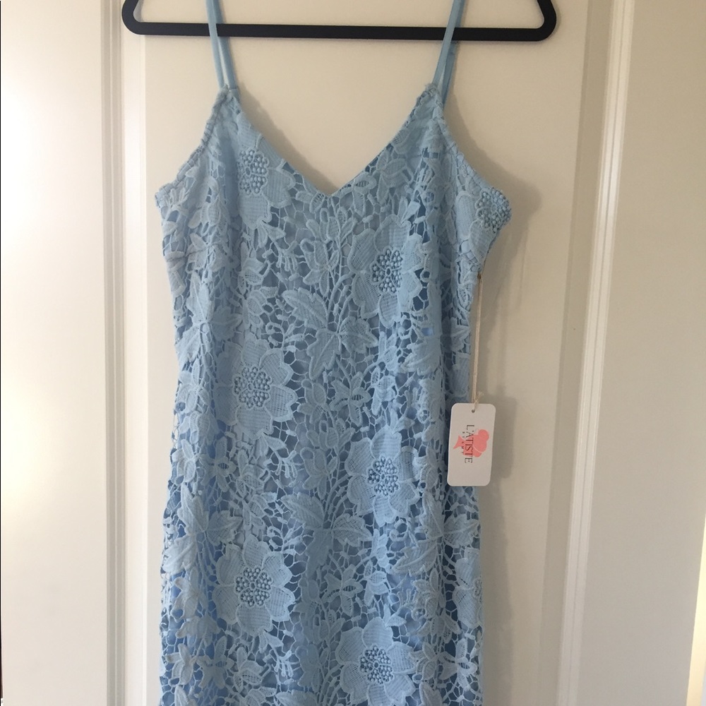 L'Atiste Light Blue Crochet Dress (Never Worn)