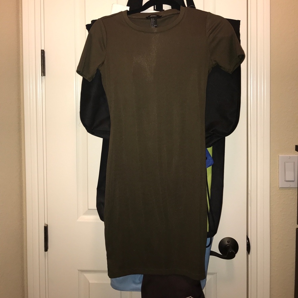 Olive green mini bodycon t shirt dress