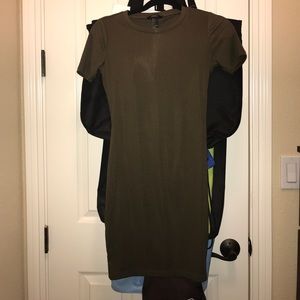 Olive green mini bodycon t shirt dress