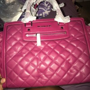 Pink quilted Selma bag by Michael Kors