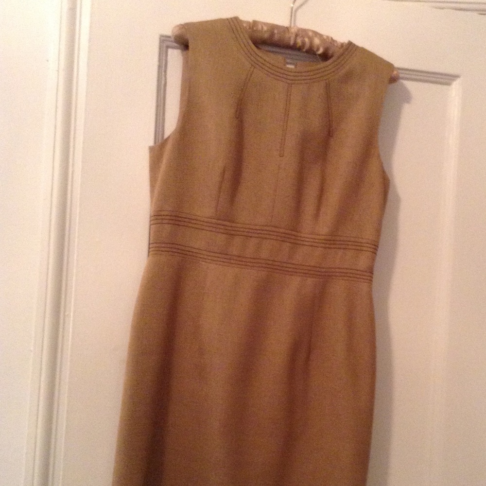 DAVID MEIISTER  COUTURE BEIGE LINEN DRESS
