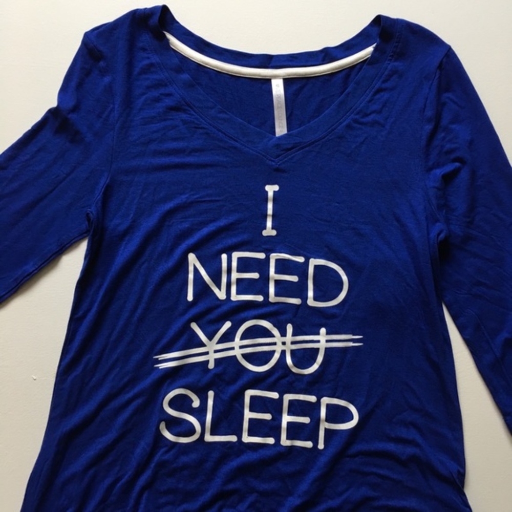 Love Peace Lounge Cobalt Blue Lace Hem Sleep Shirt - Picture 7 of 8