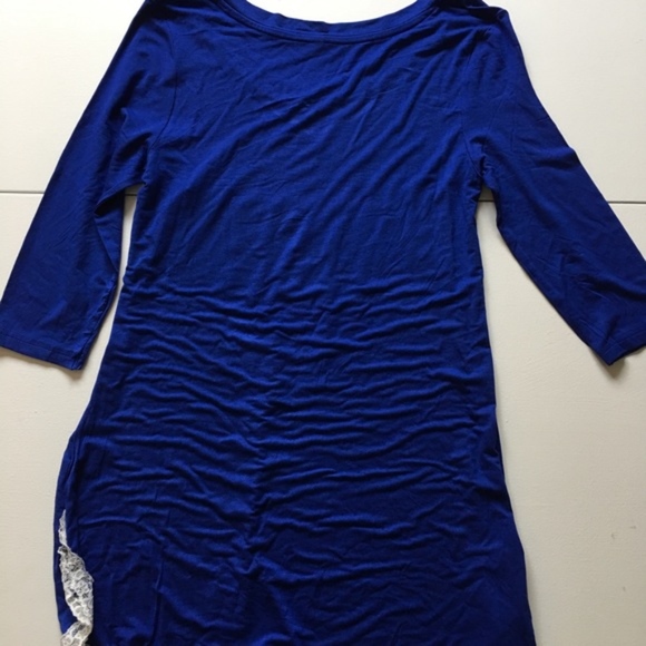 Love Peace Lounge Cobalt Blue Lace Hem Sleep Shirt - Picture 8 of 8