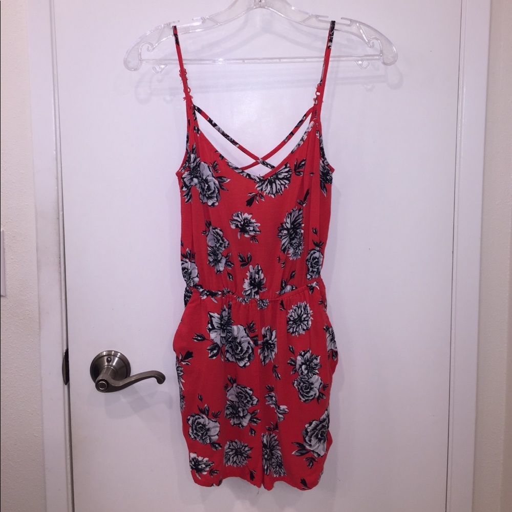 Coral H&M Romper with Pockets