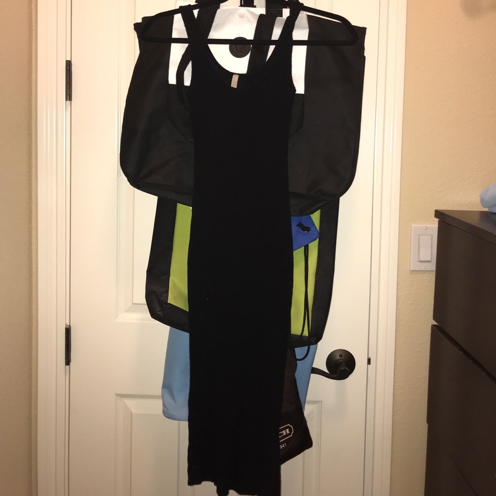 Black midi casual bodycon ribbed dress