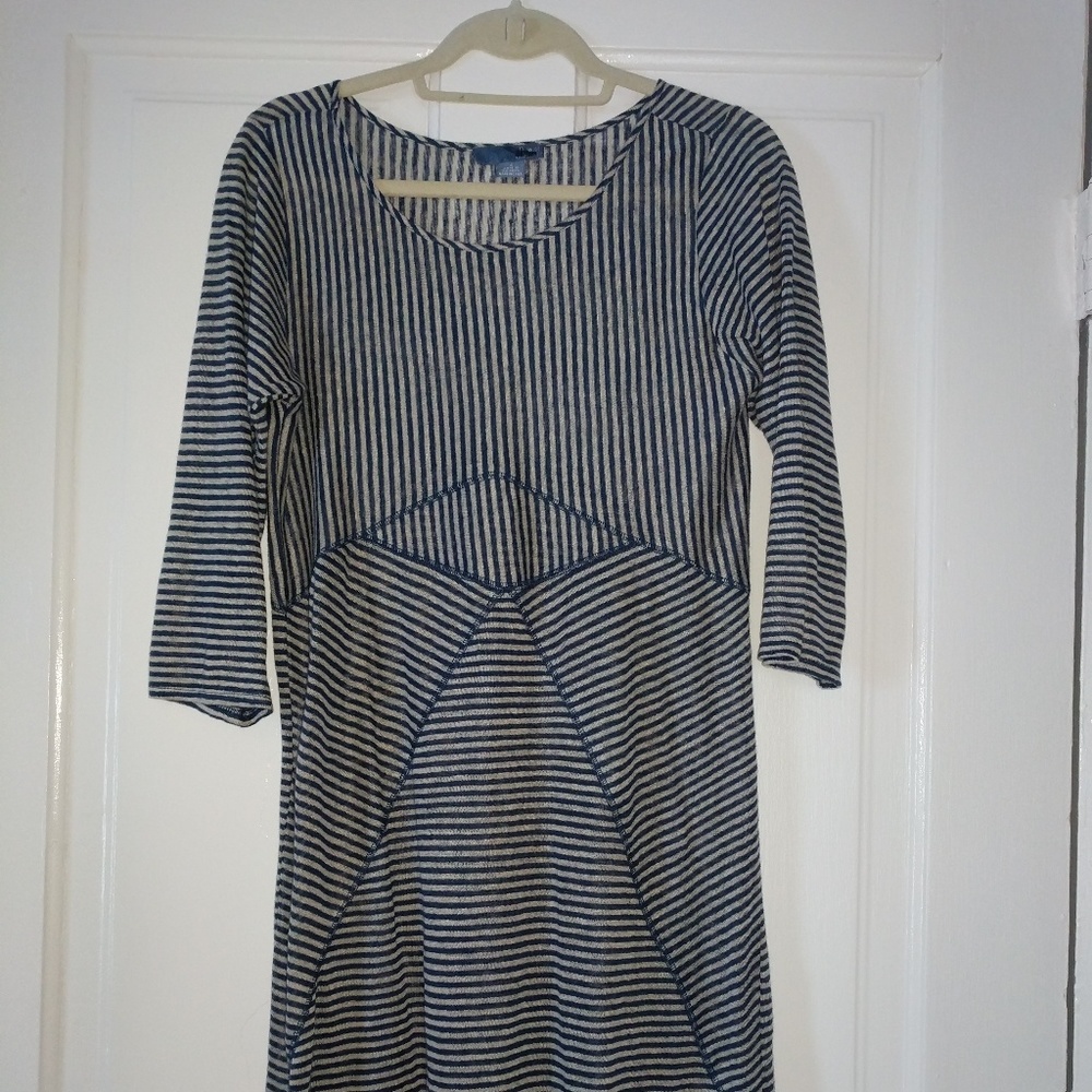 ✨SOLD✨ Lil Lined Linens Striped Muted Midi Dress - Picture 2 of 7