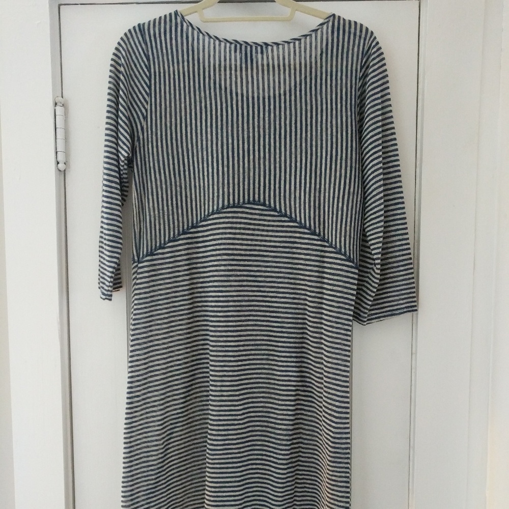 ✨SOLD✨ Lil Lined Linens Striped Muted Midi Dress - Picture 6 of 7