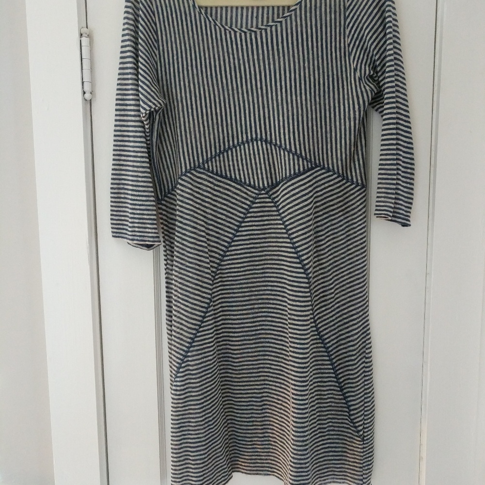 ✨SOLD✨ Lil Lined Linens Striped Muted Midi Dress - Picture 7 of 7