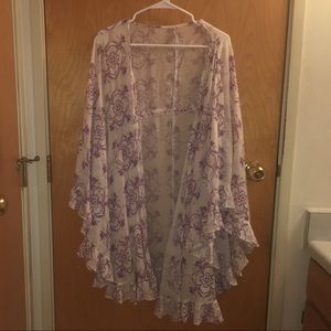 Free People white and purple kimono