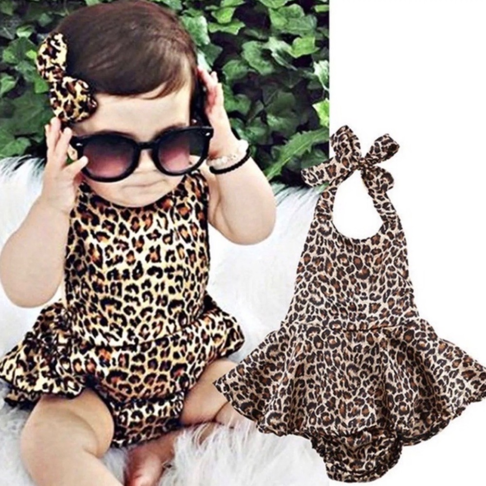Baby Girl Leopard Bodysuit / Jumpsuit / Romper NWT - Picture 2 of 6
