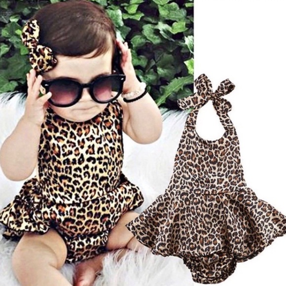 Baby Girl Leopard Bodysuit / Jumpsuit / Romper NWT - Picture 2 of 6