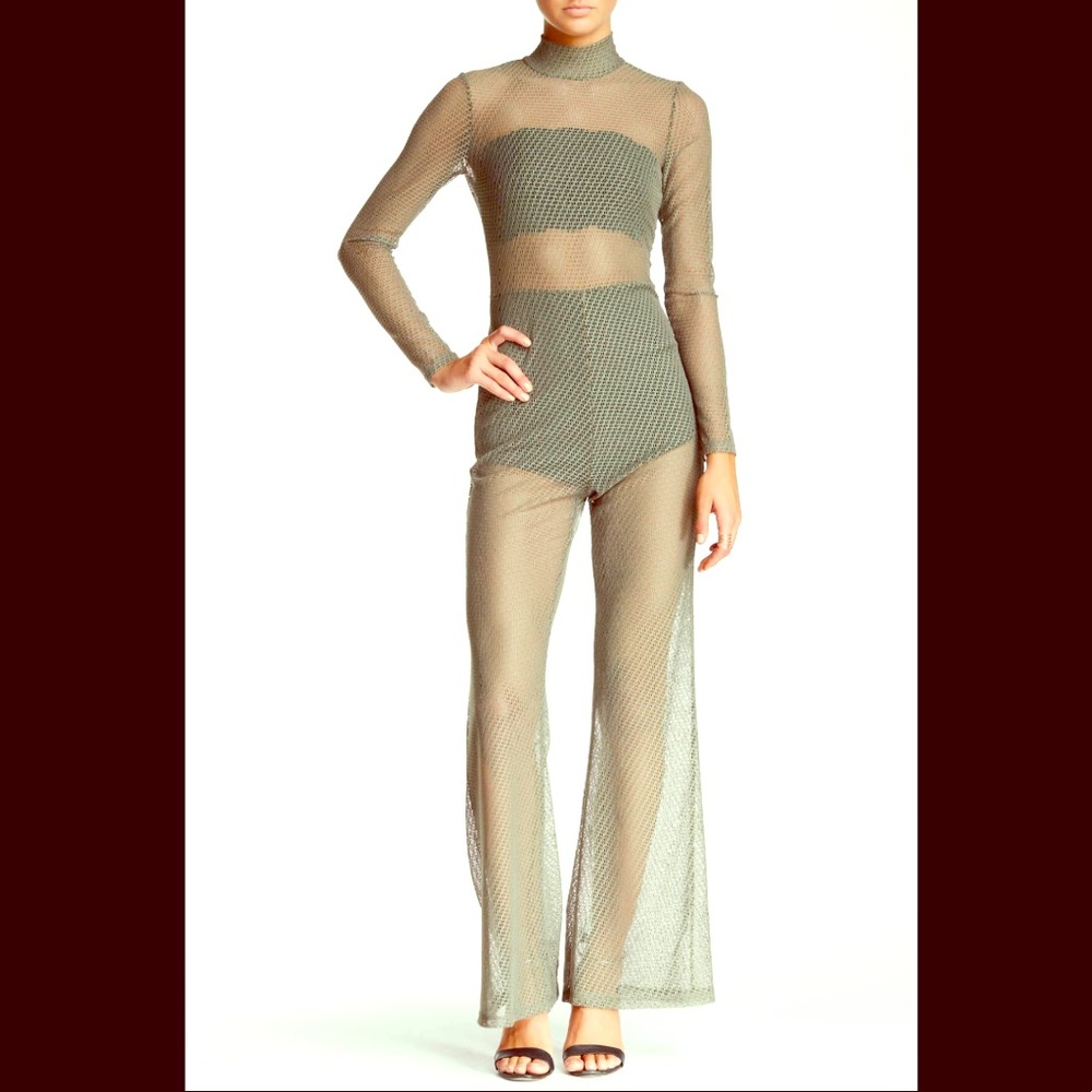 Mock Neck Long Sleeve Sheer Jumpsuit 💕