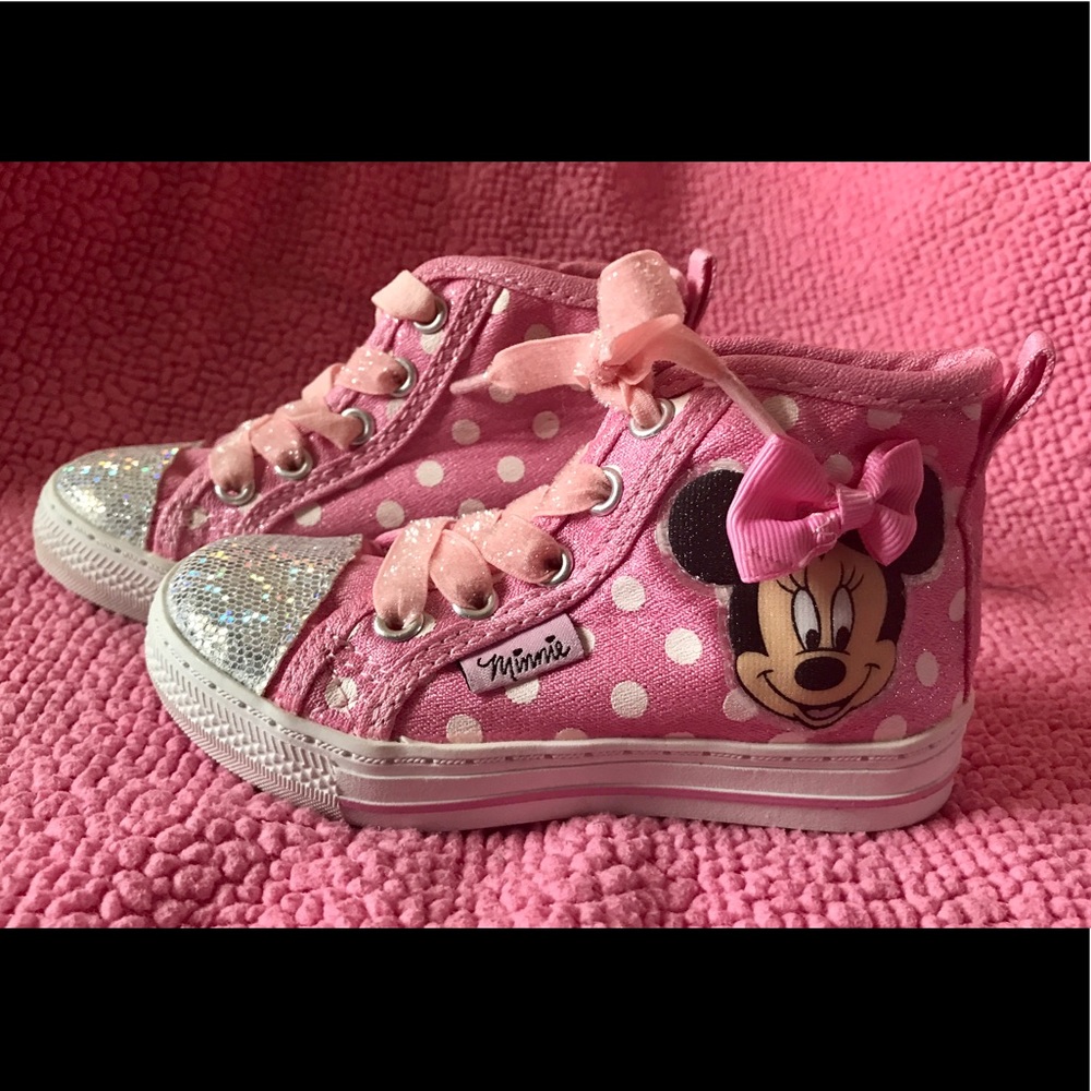 Glittery Pink Minnie Mouse Hi Top Sneakers