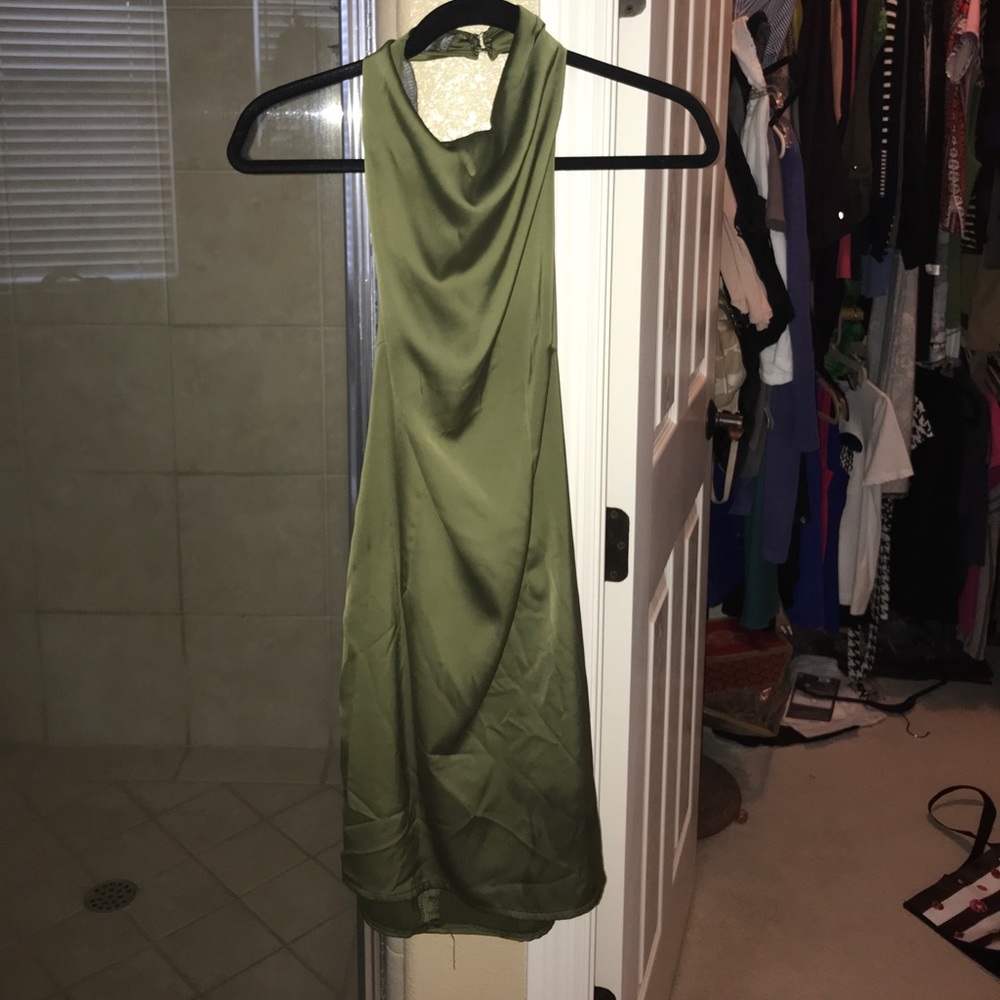 Silky green bodycon mini dress