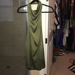 Silky green bodycon mini dress