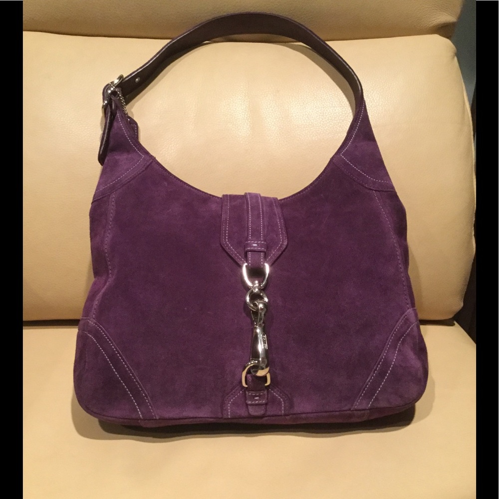 Authentic Coach Suede Hobo, purple.