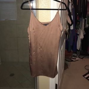 Rose gold silky slip dress