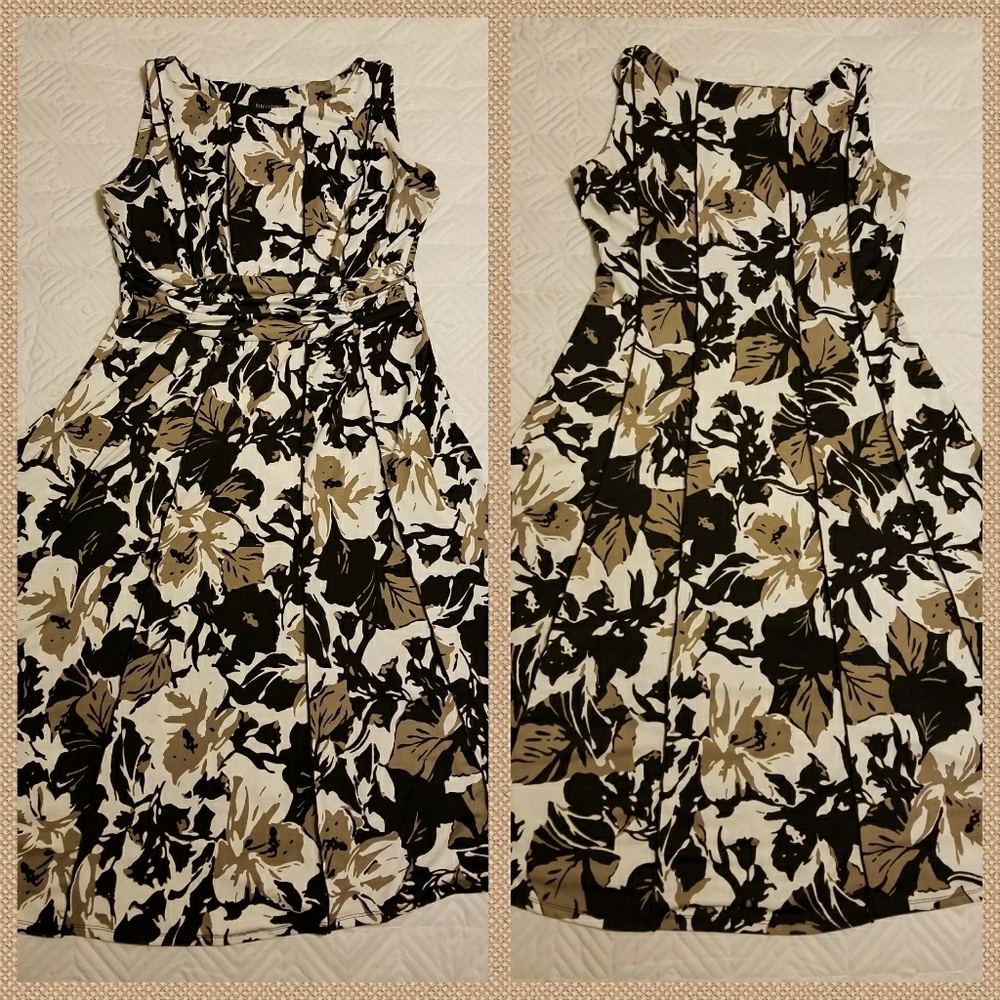 Black & tan sleeveless floral dress Perceptions XL