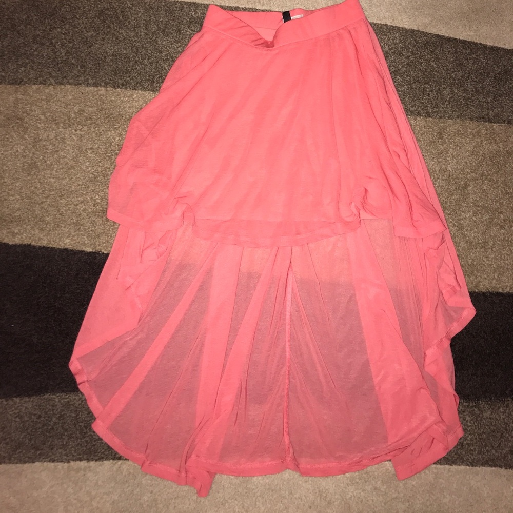 Pink coral long short skirt