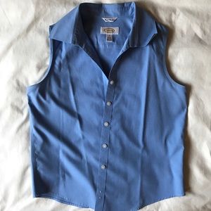 Talbots S blue collared sleeveless button down