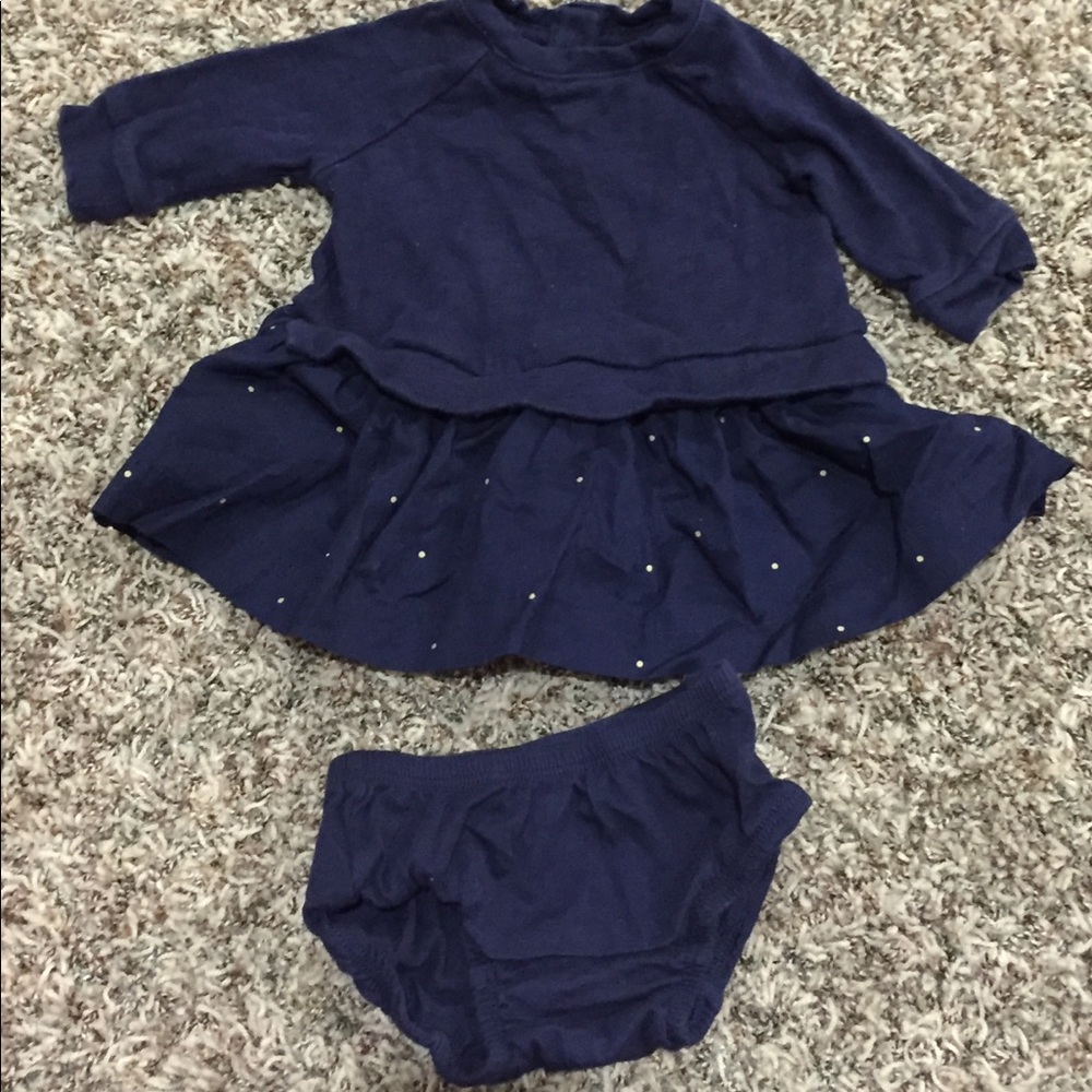 Baby girl navy blue sweater dress &diaper cover