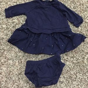 Baby girl navy blue sweater dress &diaper cover