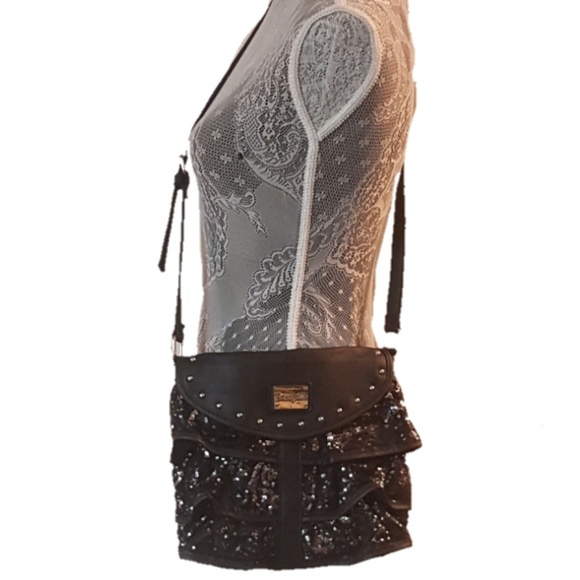 Betsey Johnson Handbags - BETSEYVILLE crossbody black silver sequin bag