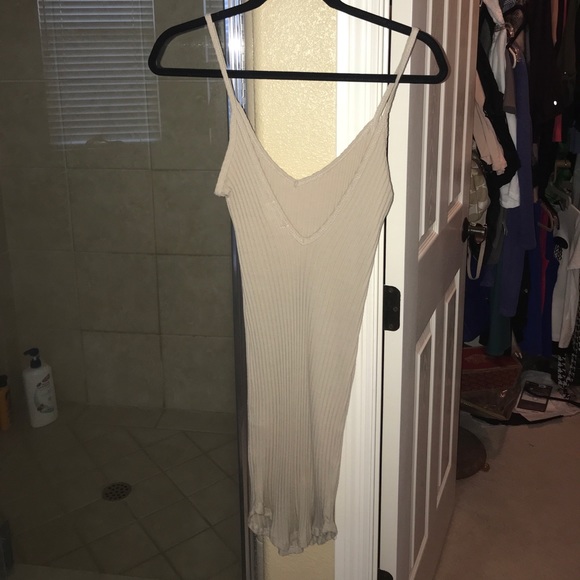 Nude ribbed bodycon mini dress - Picture 2 of 2