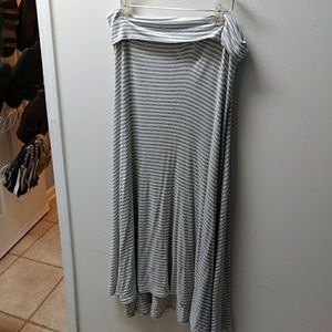 Grey and white striped maxi skirt