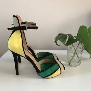 ZARA Ankle Strap Colorblock Heels 6.5 (37)