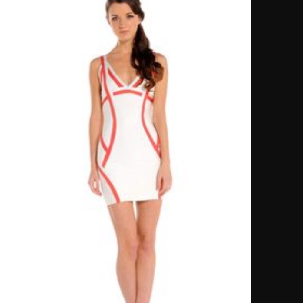 BRAND NEW Cream coral silver bandage dress XS