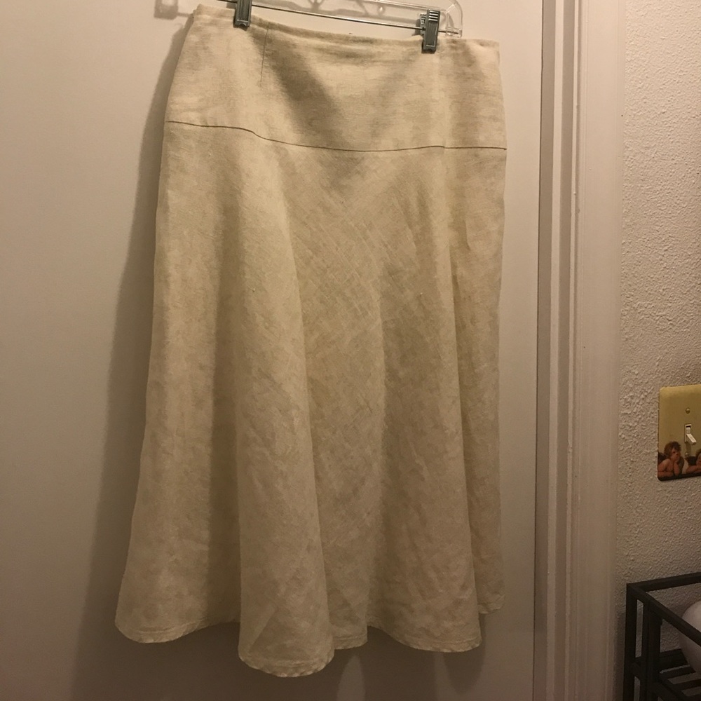 Cream linen skirt midi/mid-calf
