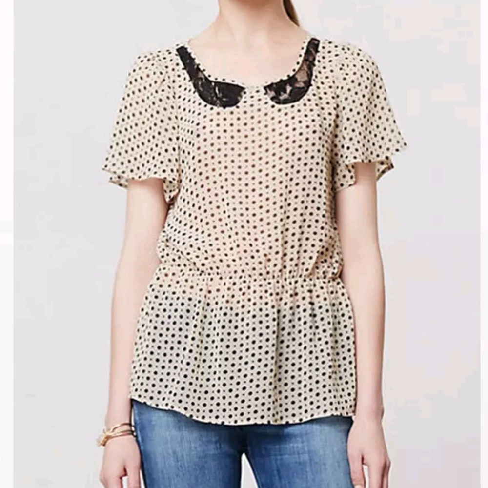 Sheer Anthropologie Polka Dot Top