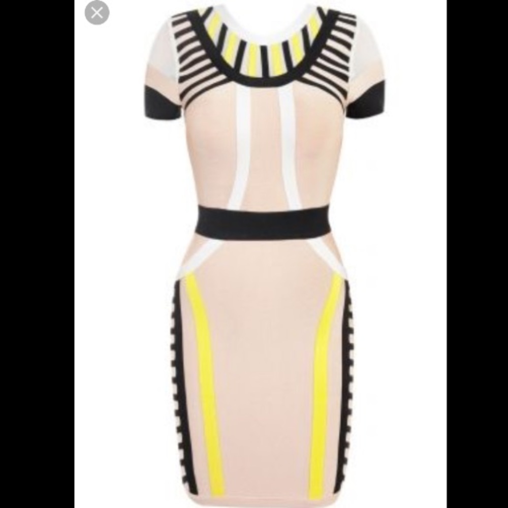 Tan Black Yellow Bandage Dress XS