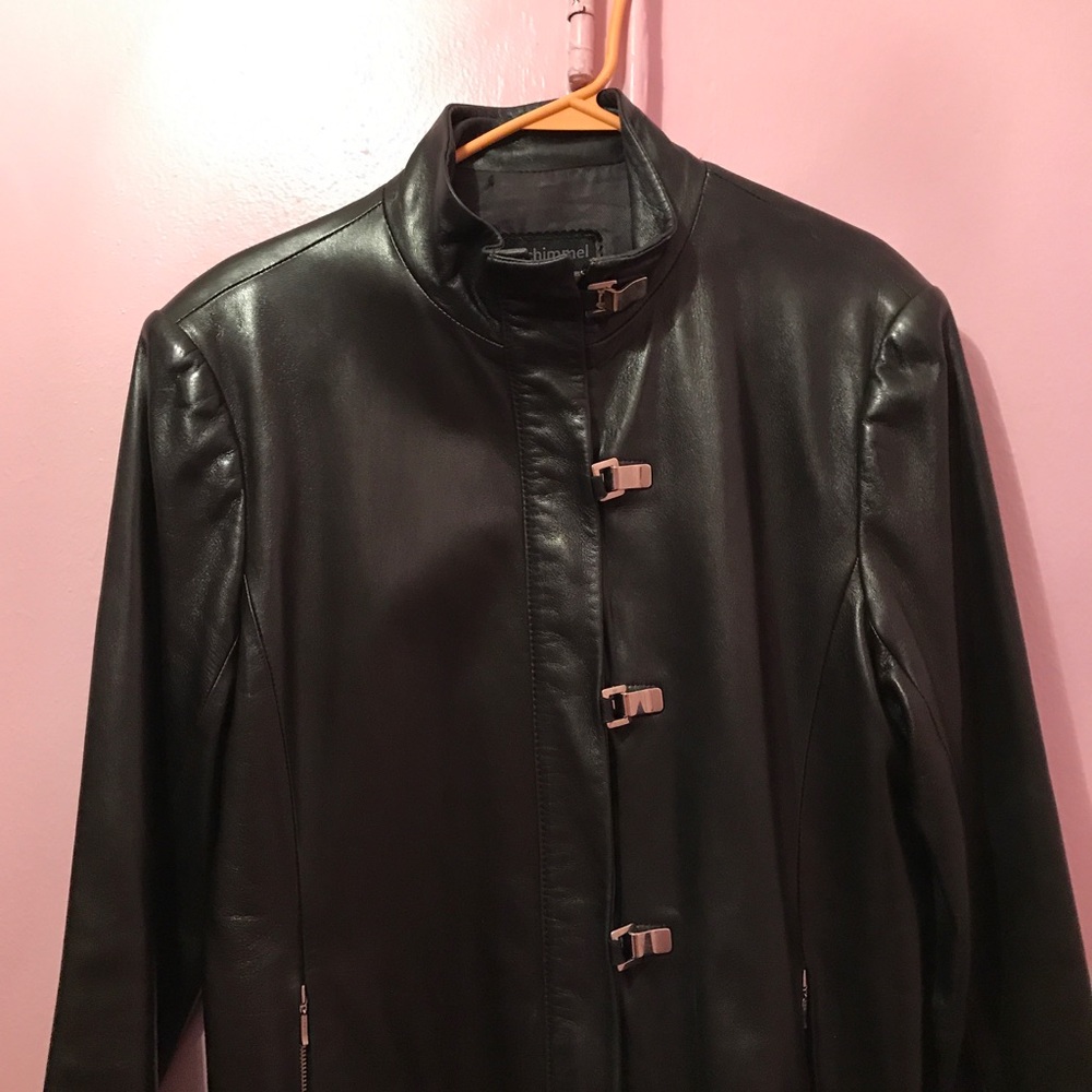 Sylvie Schimmel Black Hip Length Leather Jacket.